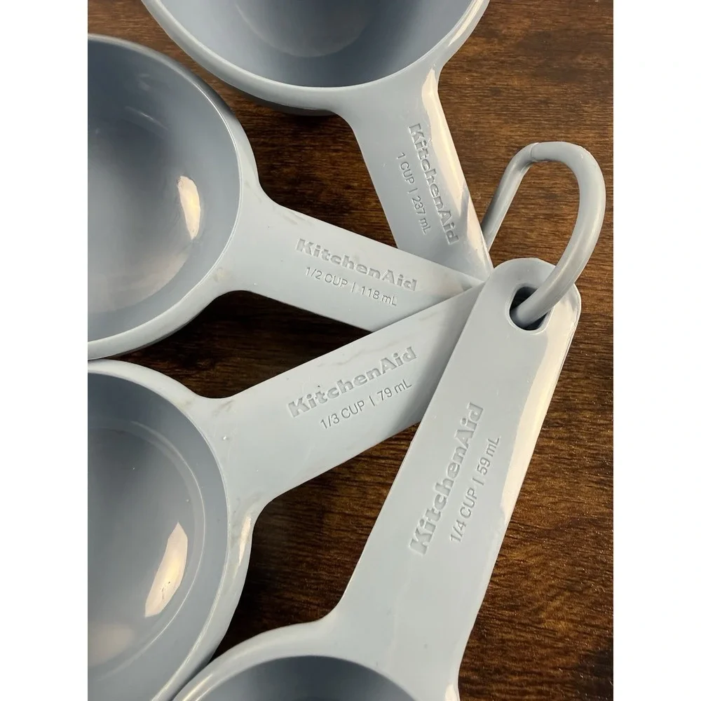 Kitchen Aid‎ Teal Measuring Cups And Spoons, Set Of 9, Soft Grip Handles EUC!